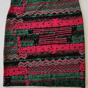 LulaRoe Cassie Pencil Skirt, XL (black/pink/green)